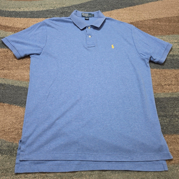 Polo Ralph Lauren Blue Short Sleeve 100% Cotton Polo Shirt Men's Size L - Picture 2 of 8